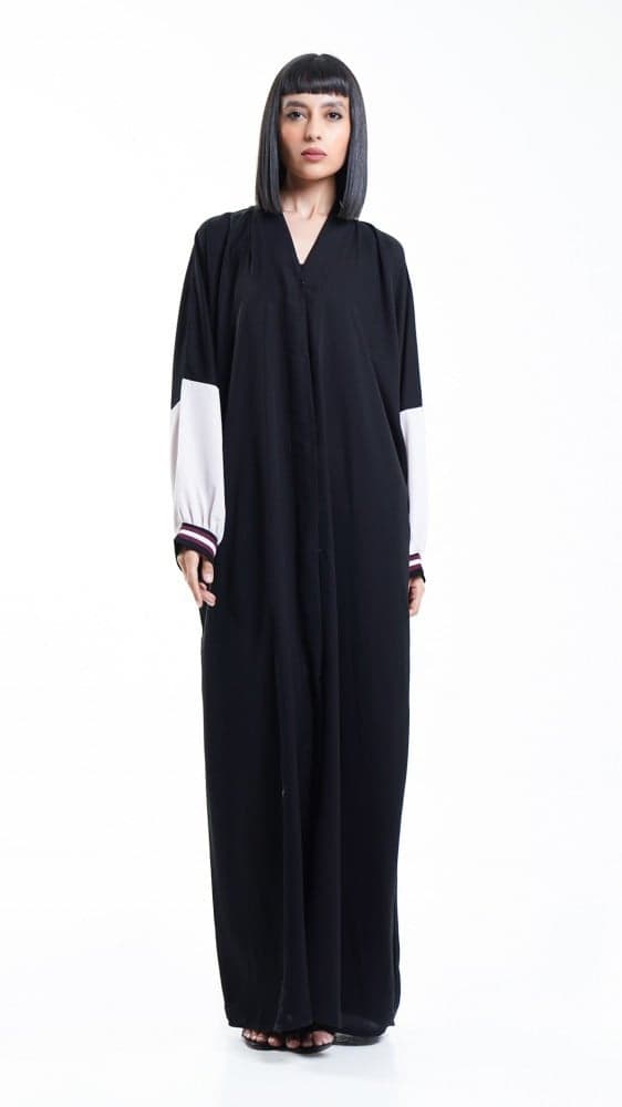 عباية باكمام بيج وعنابي