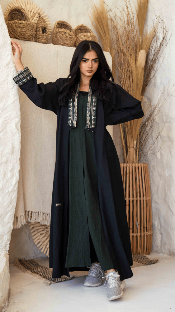 عباية فستان مشبوك زيتي