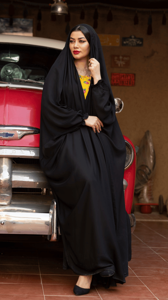 عباية رأس مفتوحة اكمام مطاط