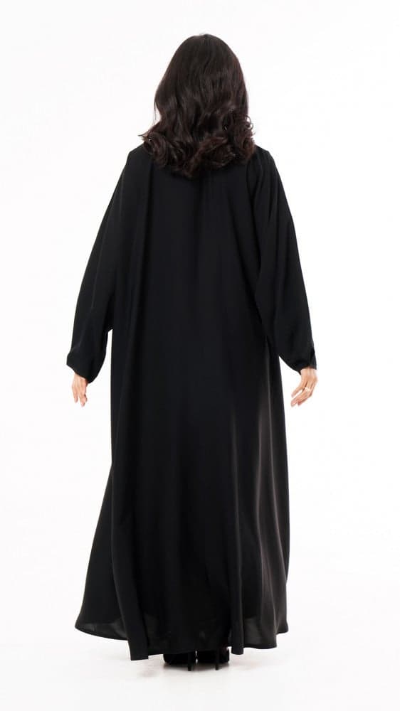 عباية بياقه ناعمة وصفطات طوليه اماميه