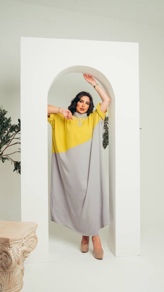 جلابية اصفر ورصاصي