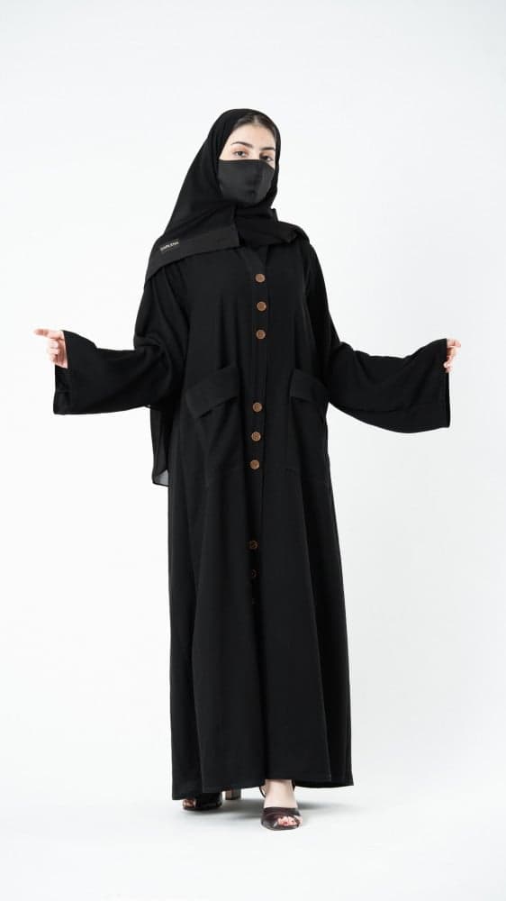 عباية جيوب وتغلق بازرة بلون نحاسي