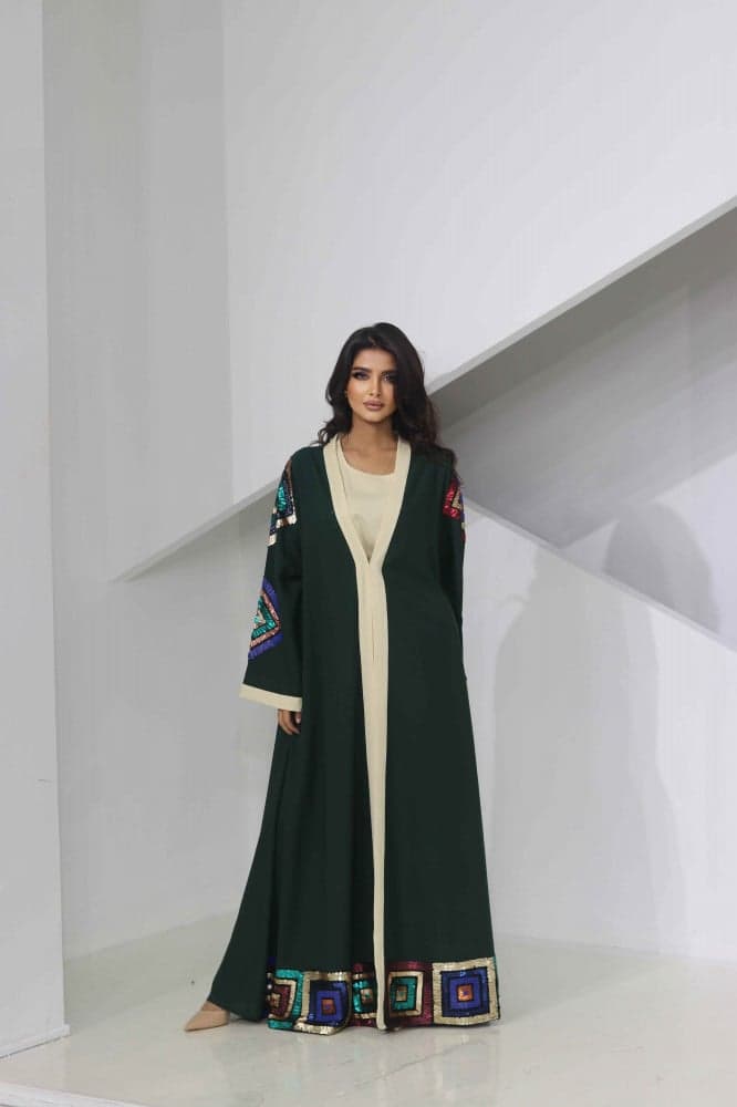 جلابية رمضان زيتي مزينه بترتر