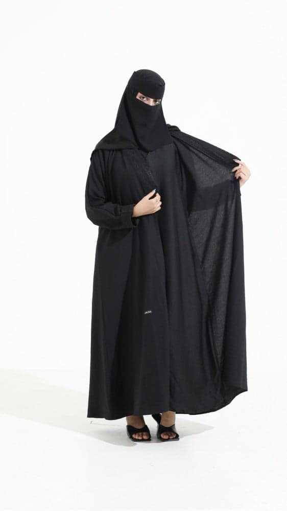 عباية كريب فستان مشبوك اسود
