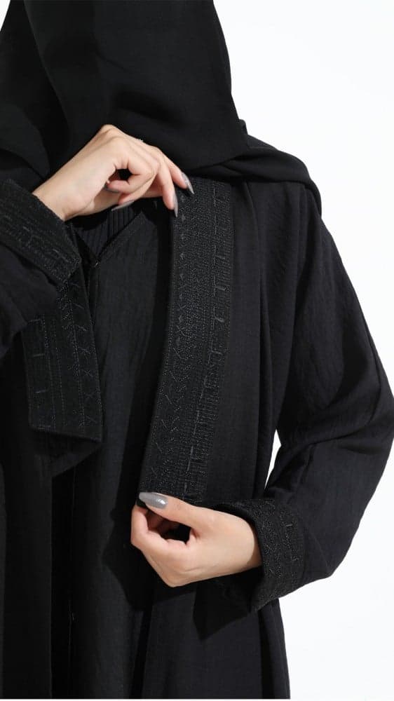 عباية كريب فستان مشبوك اسود