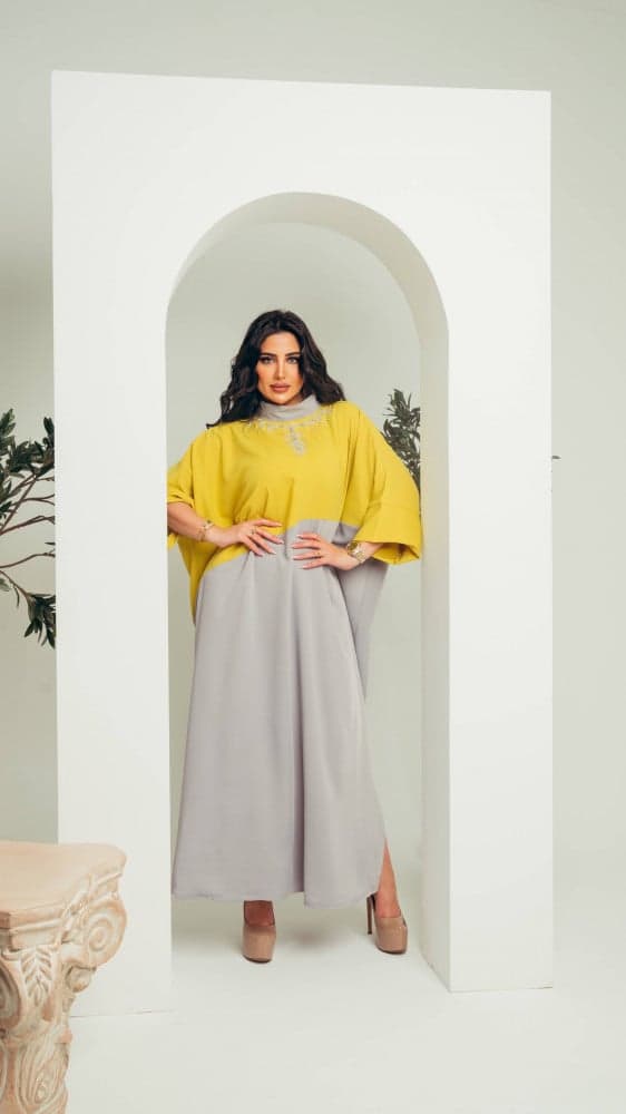 جلابية اصفر ورصاصي