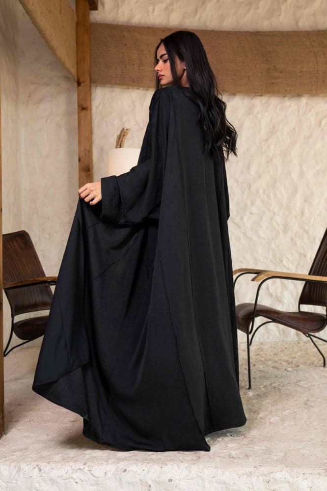 عباية قصة مستقيمة مع فستان ربط