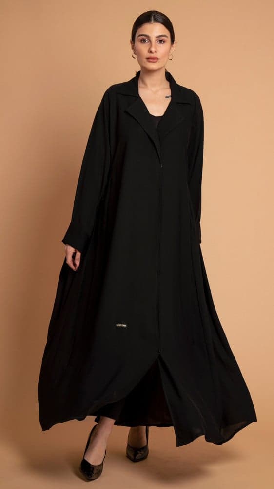 عباية بياقه رسمية وكسرات جانبية