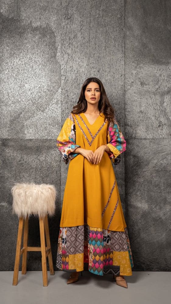 جلابية باكمام ملونة