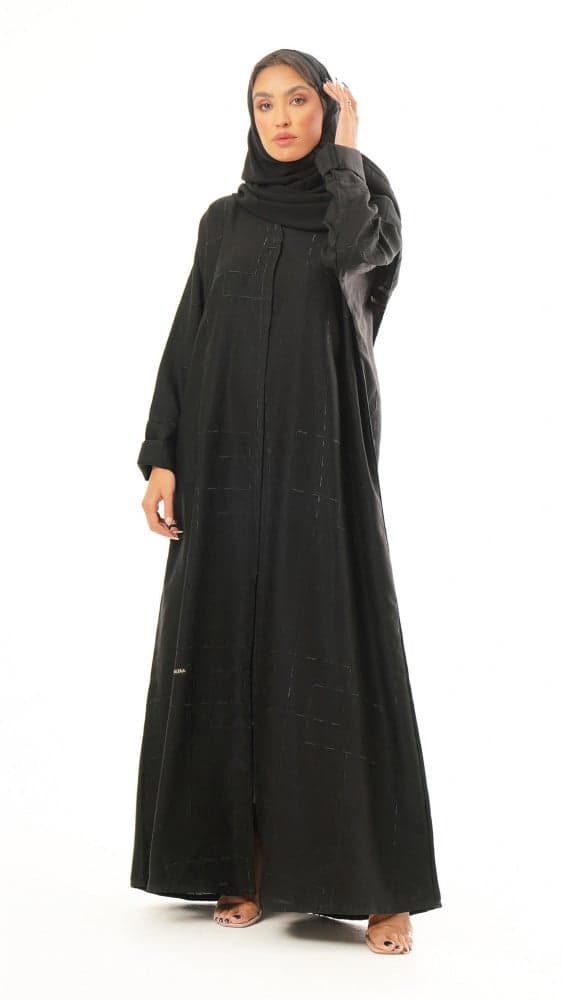 عباية بخطوط مربعات من نفس الخامة