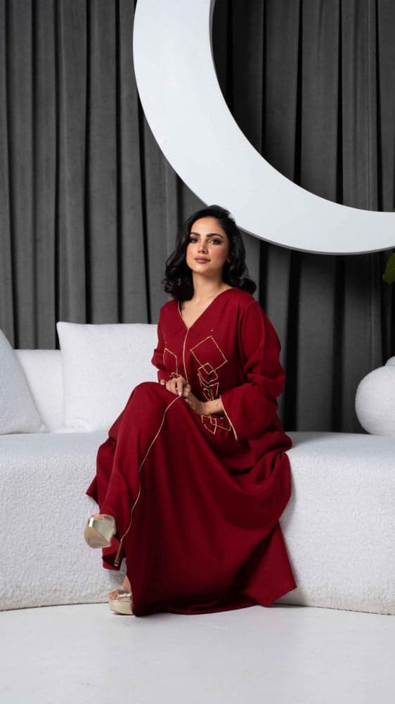 جلابية احمر وذهبي