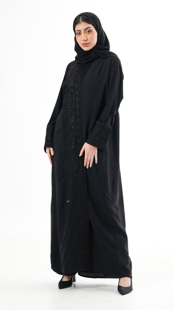 عباية لف بتطريز اسود