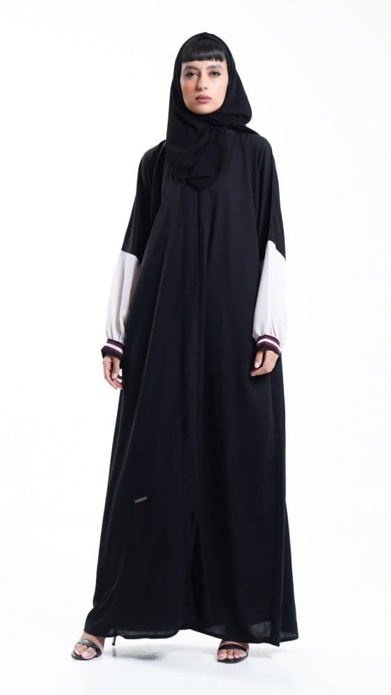 عباية باكمام بيج وعنابي