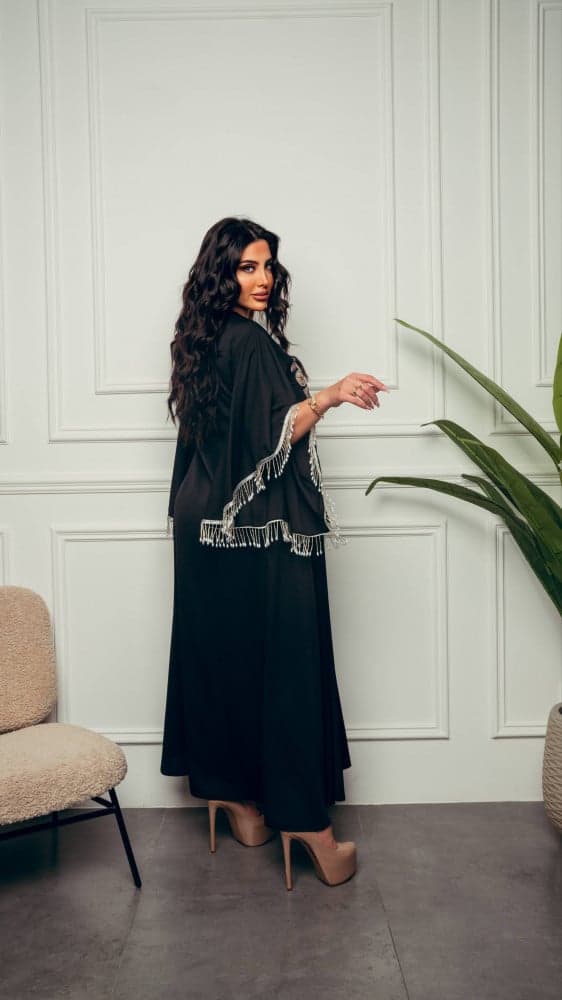 جلابية سوداء مع شك كريستال فخمة