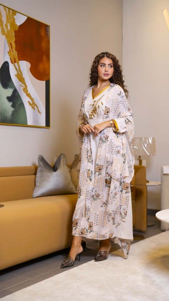 جلابية بيج قطعتين