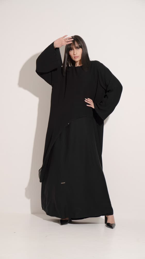 عباية طبقتين بقصه مزينه بفصوص