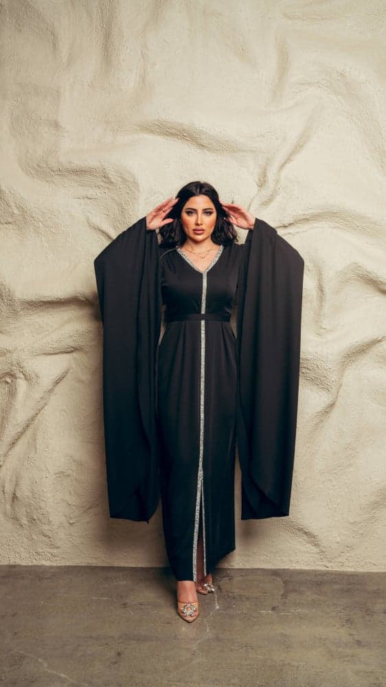 جلابية اسود باكمام طويلة