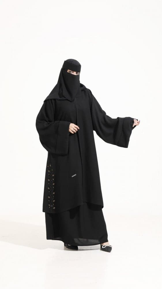 عباية قطعتين منفصلة تنورة مع جاكيت مطرز