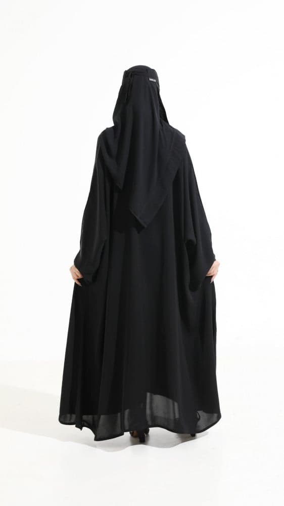 عبايه كريب ملكي انترنت فضفاضه بجيوب