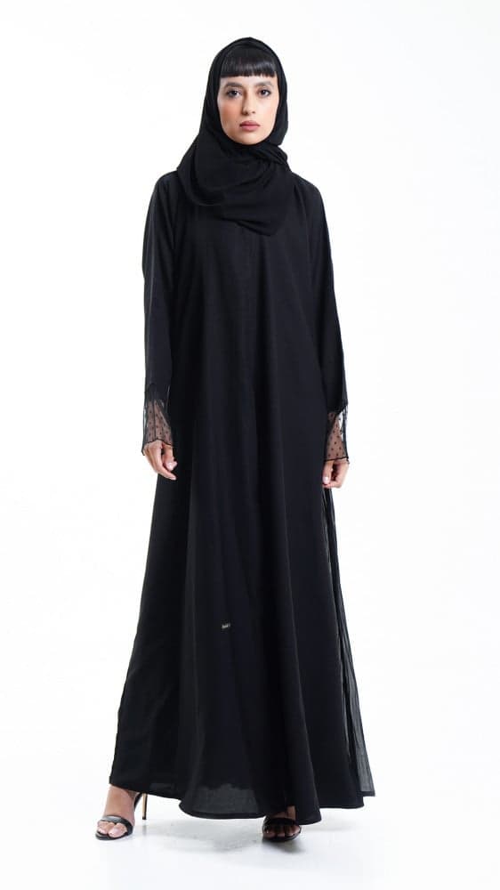 عباية كلوش باكمام دانتيل