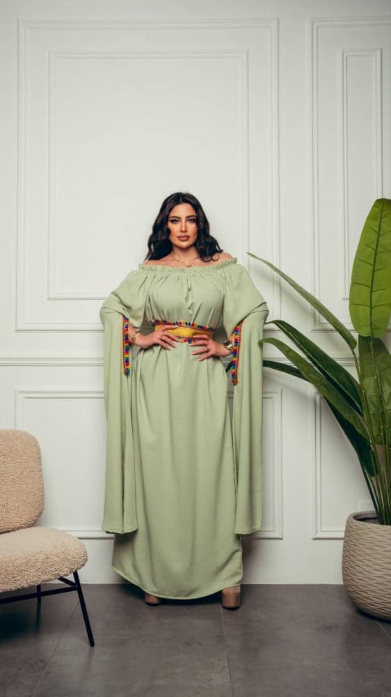 جلابية تفاحي بحزام