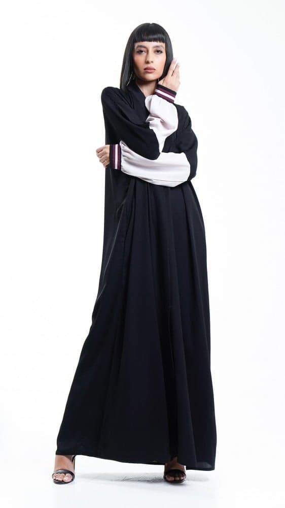 عباية باكمام بيج وعنابي