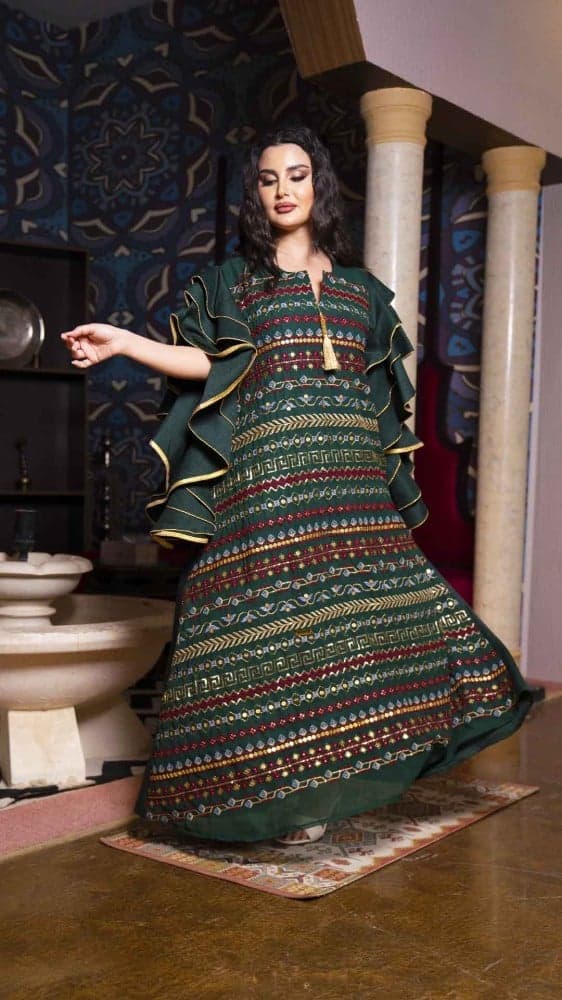 جلابية زيتي باكمام فخمة