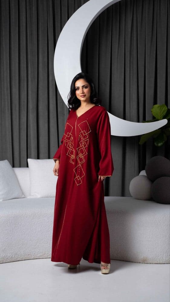 جلابية احمر وذهبي
