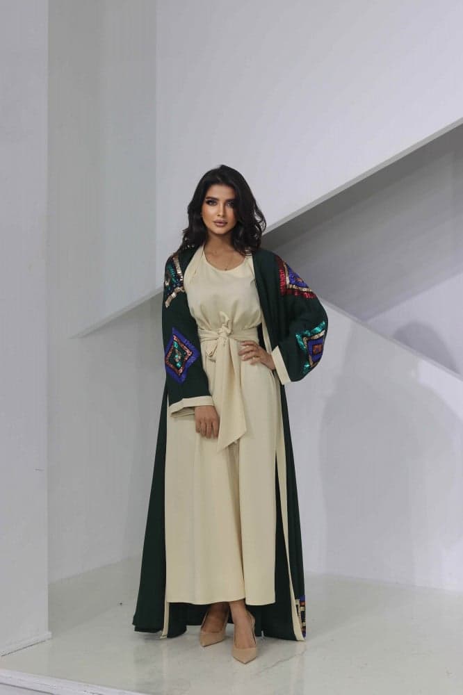 جلابية رمضان زيتي مزينه بترتر