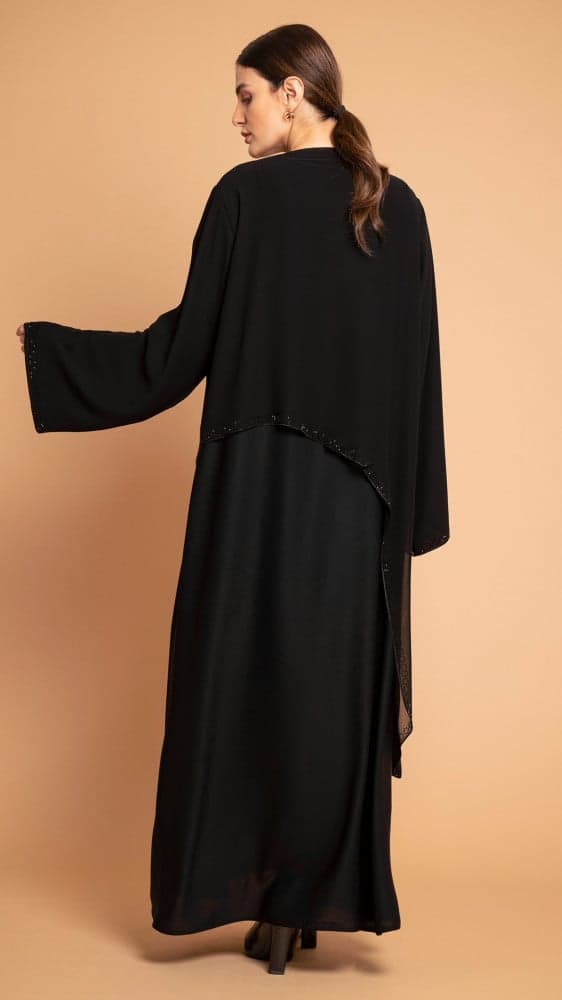 عباية طبقتين بقصه مزينه بفصوص