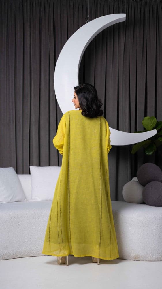 جلابية اصفر قطعتين منقطة