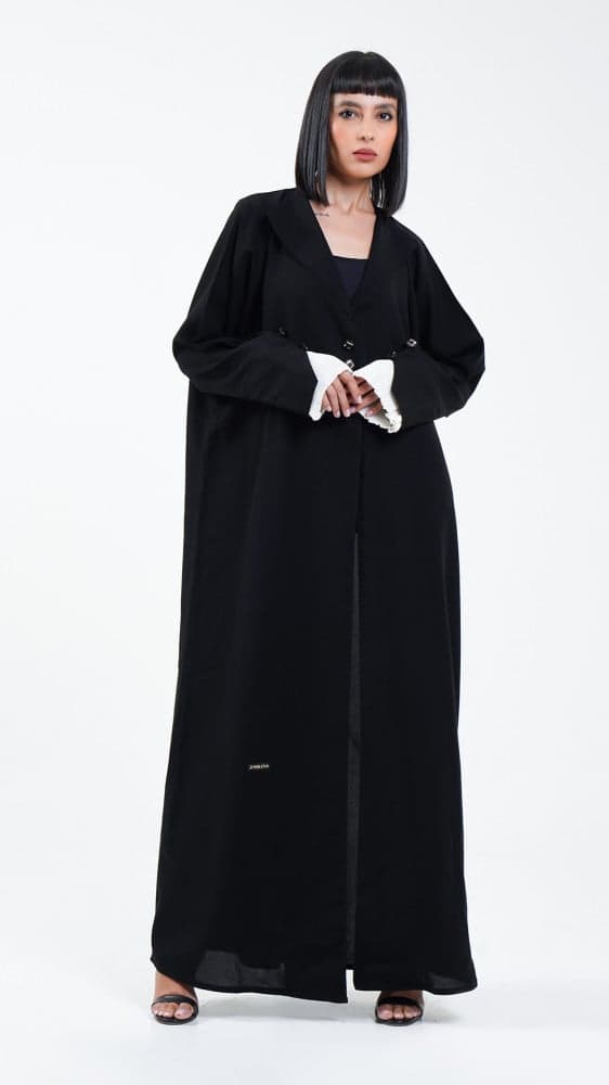 عباية سوداء رسمية باكمام بيضاء