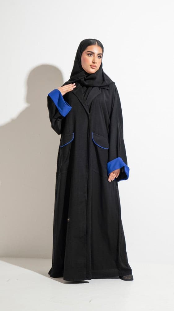 عبايه بجيوب واكمام نيلي