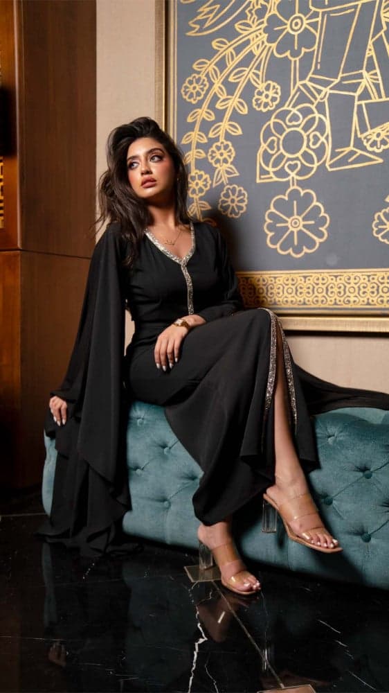 جلابية اسود باكمام طويلة