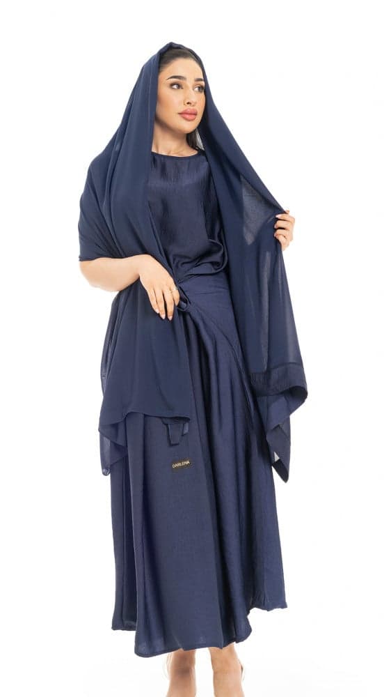 فستان عباية كحلي مع طرحة