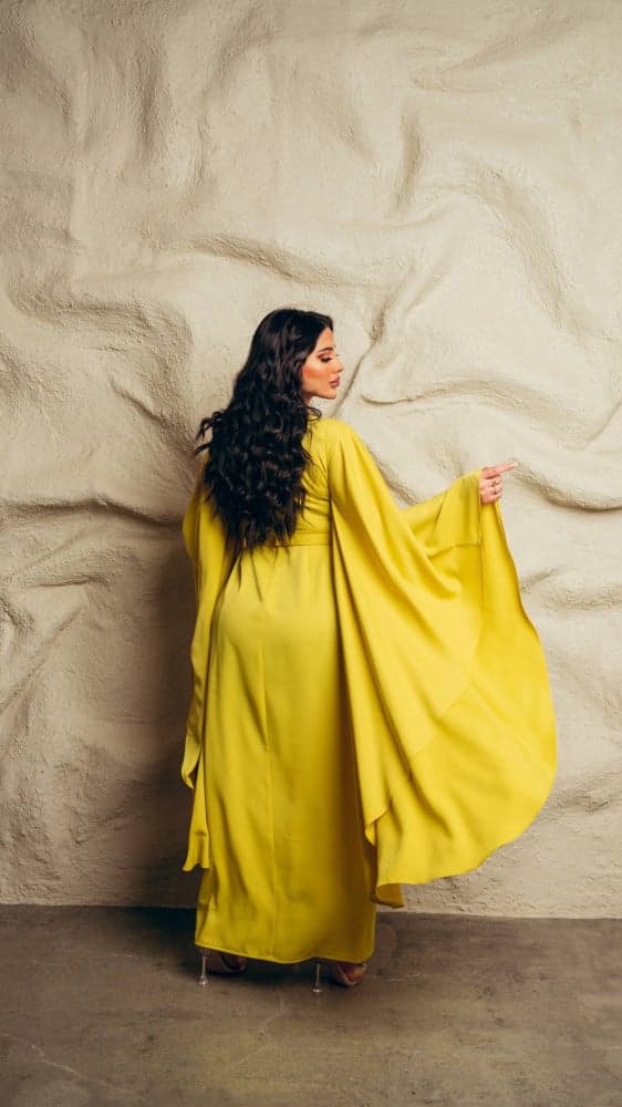 جلابية اصفر باكمام طويلة