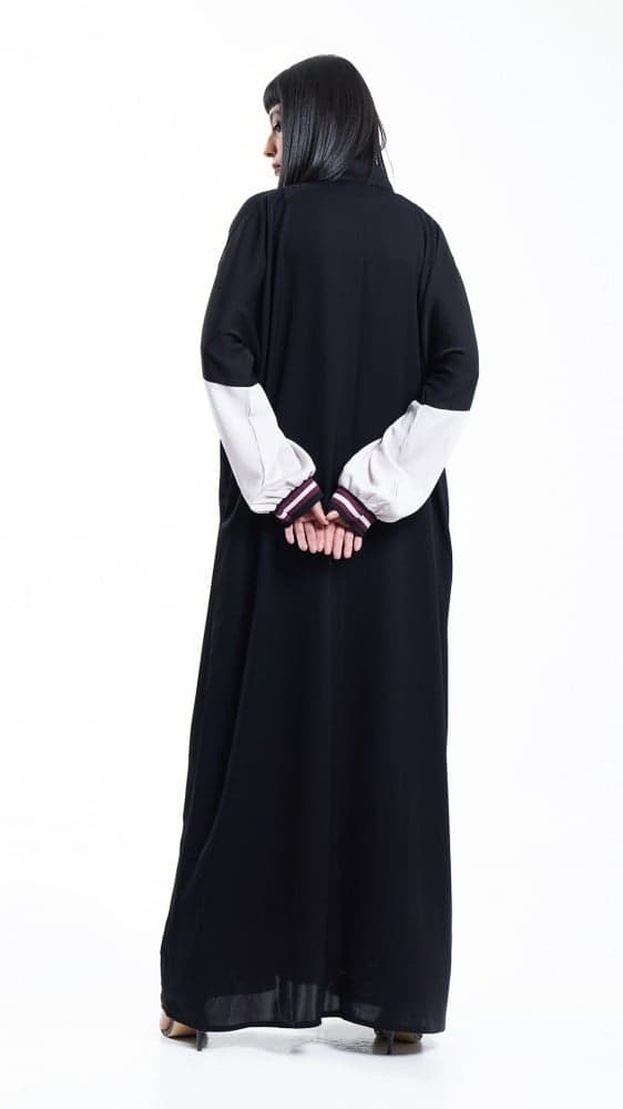 عباية باكمام بيج وعنابي