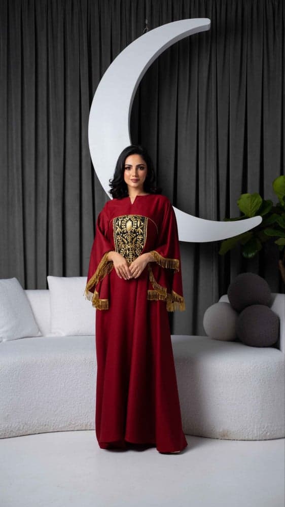 جلابية احمر باكمام فخمة