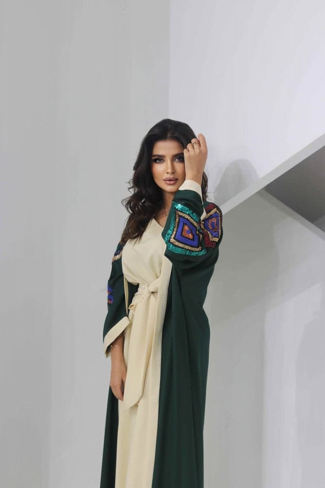 جلابية رمضان زيتي مزينه بترتر