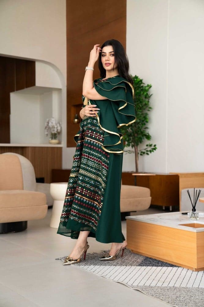 جلابية زيتي باكمام فخمة