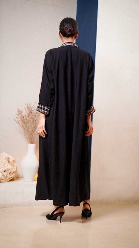 عباية كريب فستان مشبوك كحلي