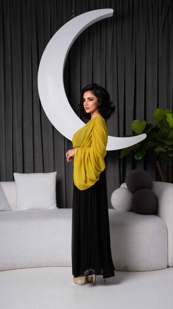 فستان  فخم ليموني واسود