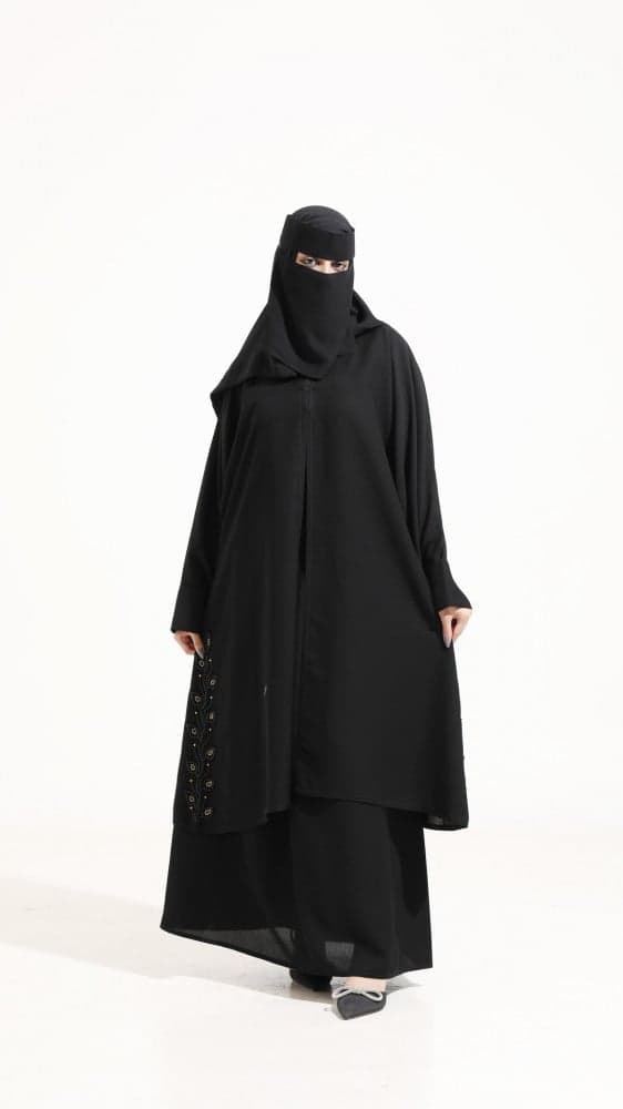 عباية قطعتين منفصلة تنورة مع جاكيت مطرز