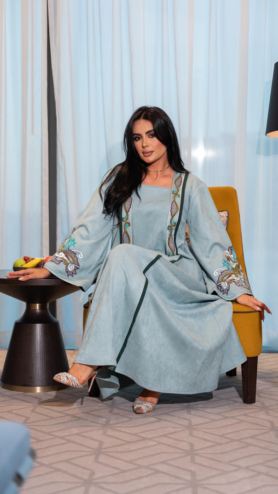 جلابية  شامواه بلون تيفاني