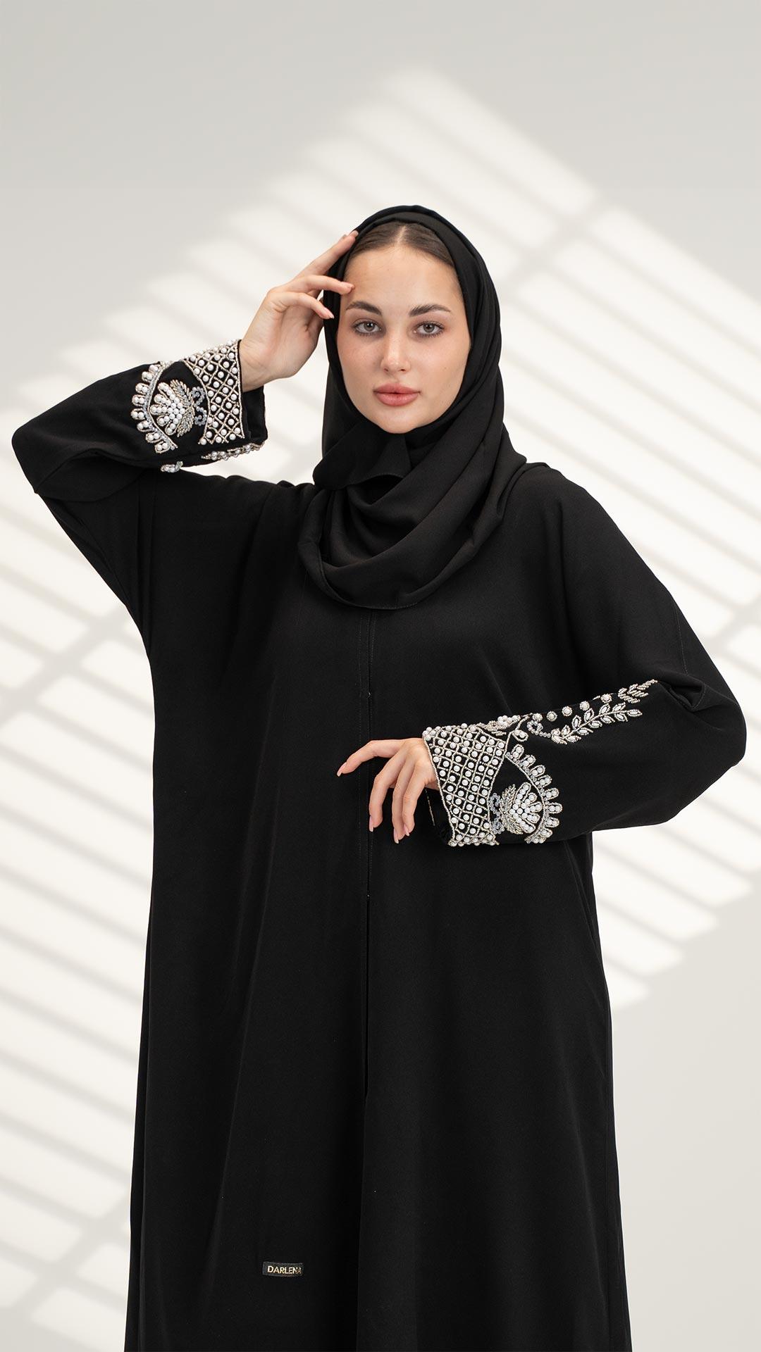 عباية باكمام شك فضي