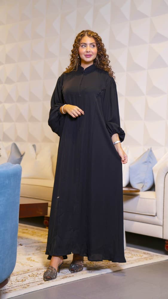 عباية كلوش اسود باكمام مطاط