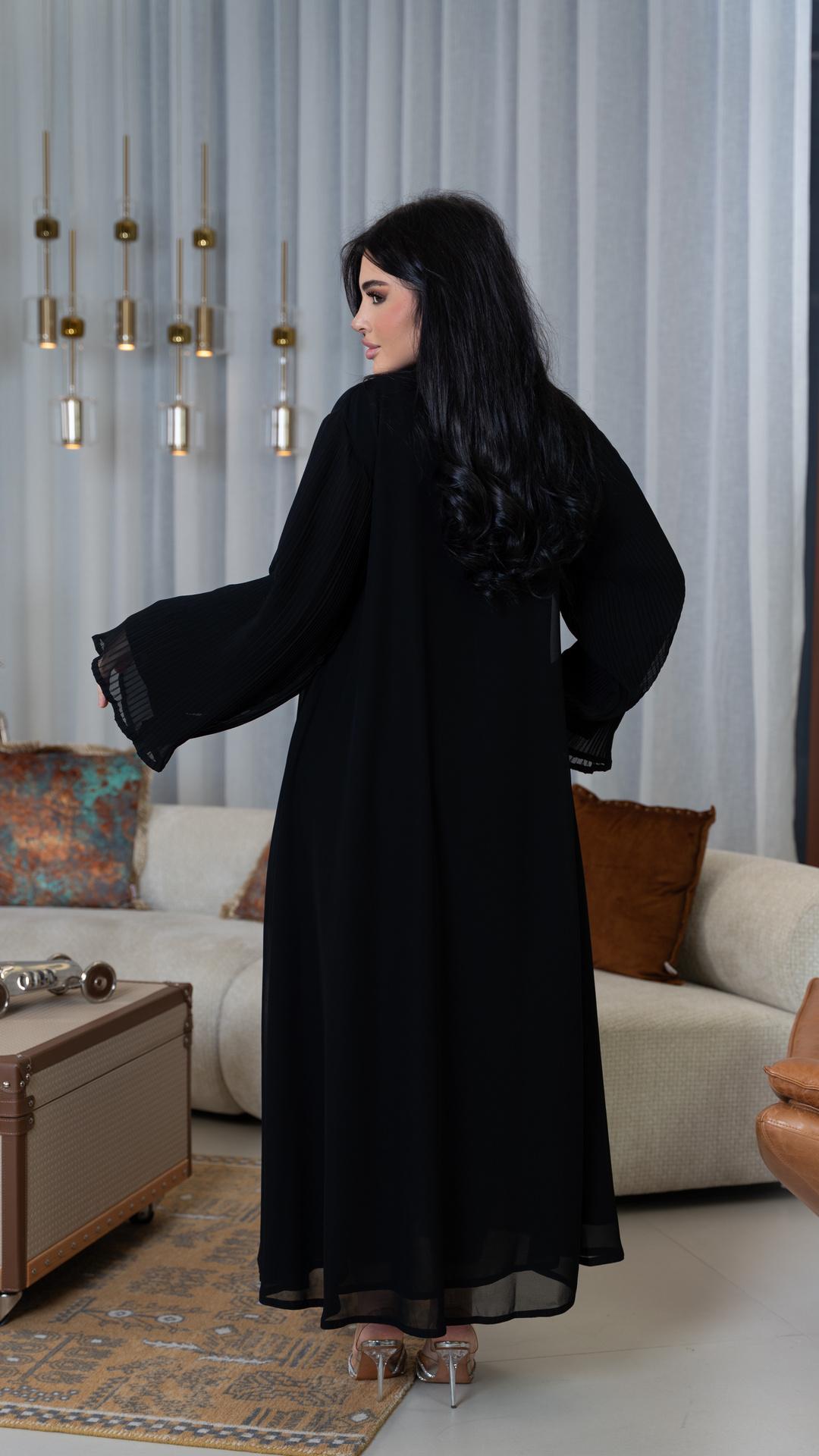 عباية شيفون كلوش واكمام كسرات