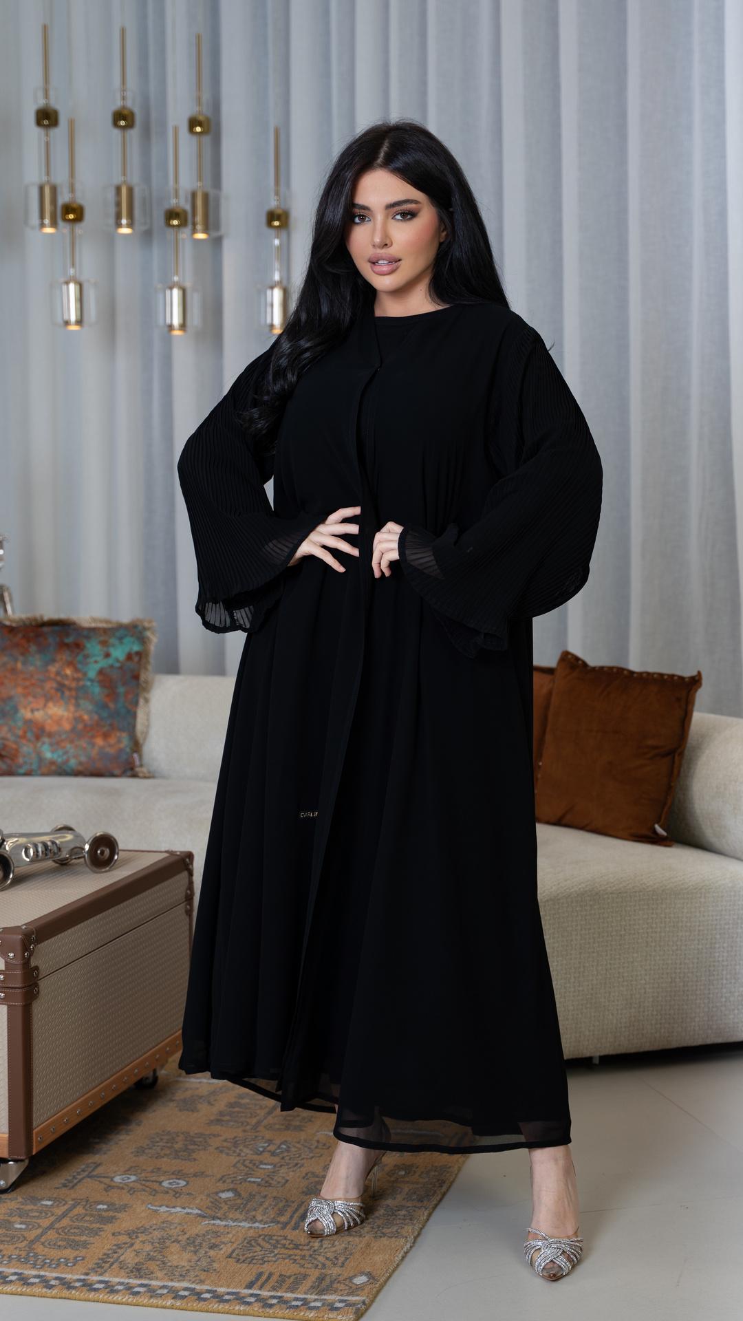 عباية شيفون كلوش واكمام كسرات