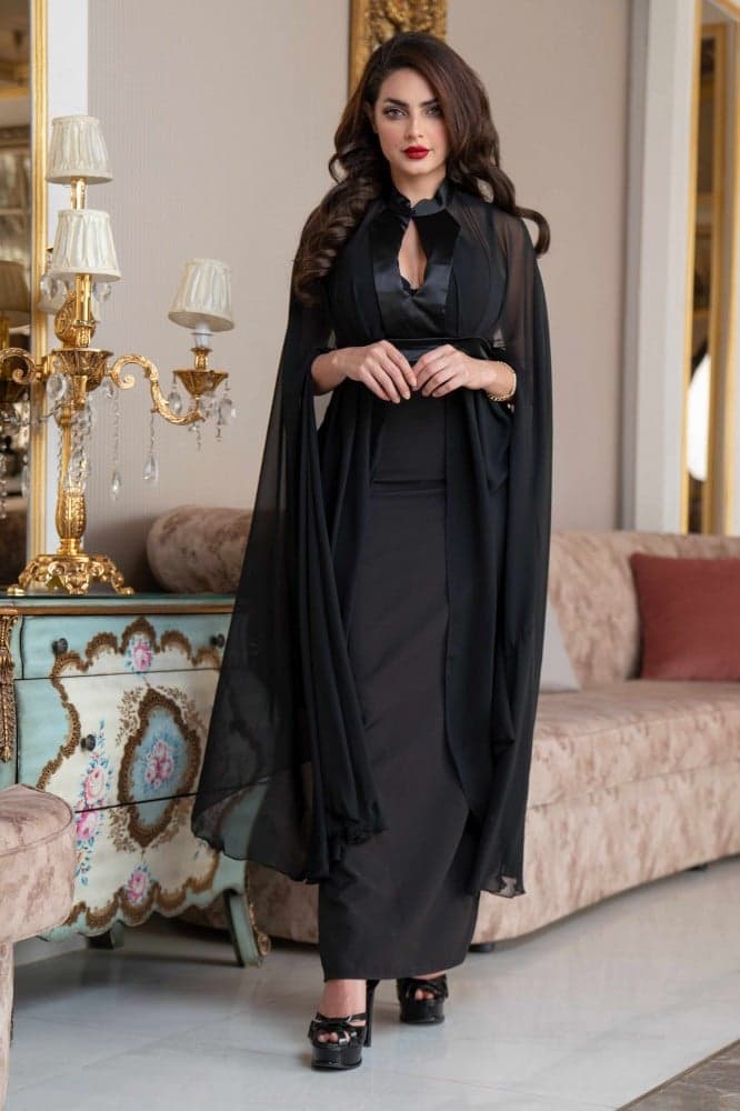 فستان سهرة اسود ناعم شيفون
