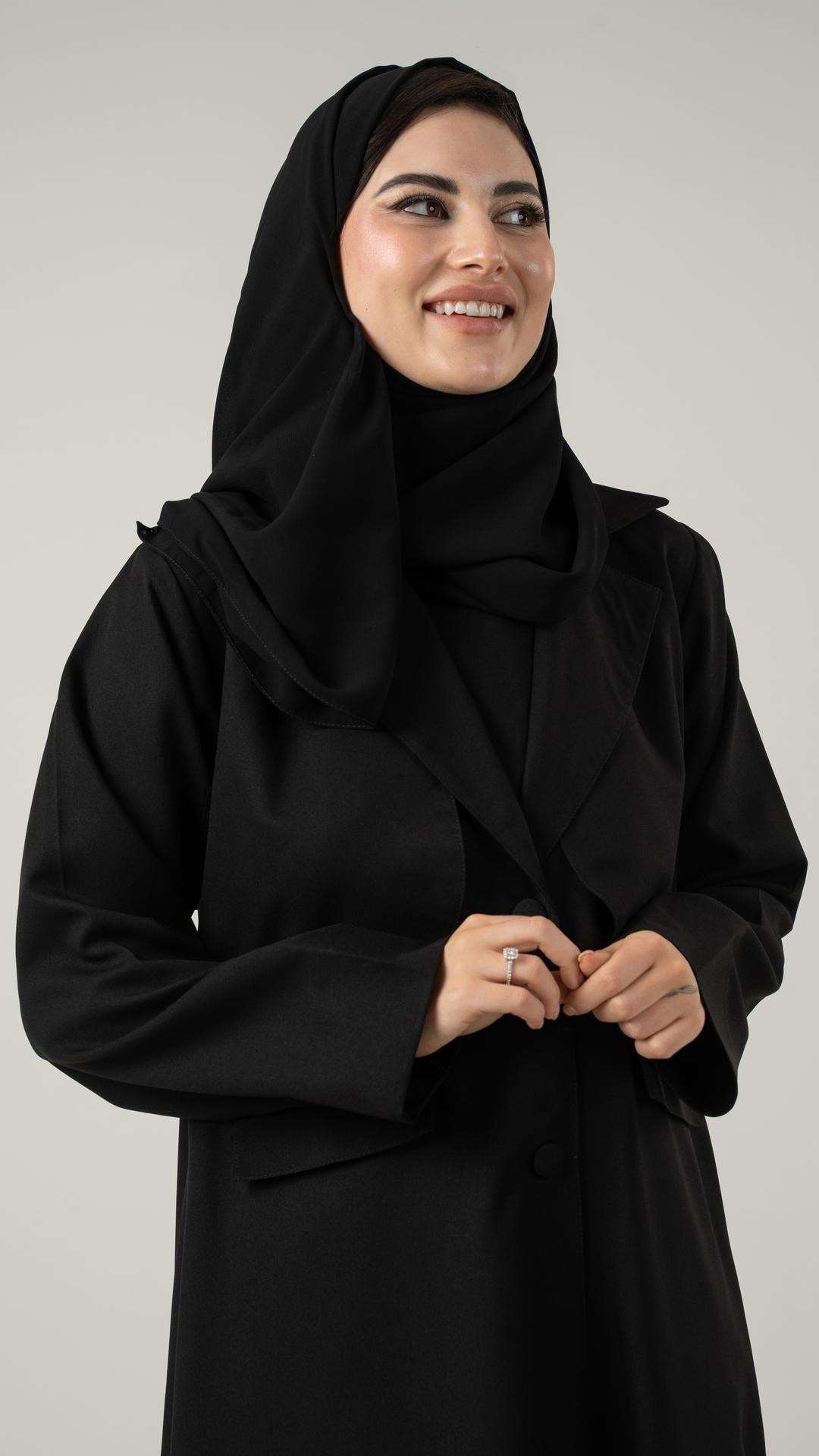 عباية بقصة جاكيت وجيوب